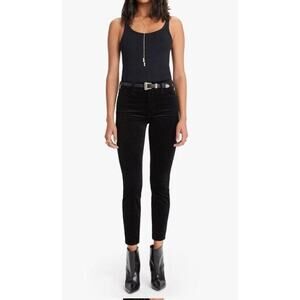 MOTHER High Waisted Looker‎ Ankle Velvet Jeans Soft Skills Black Sz 26